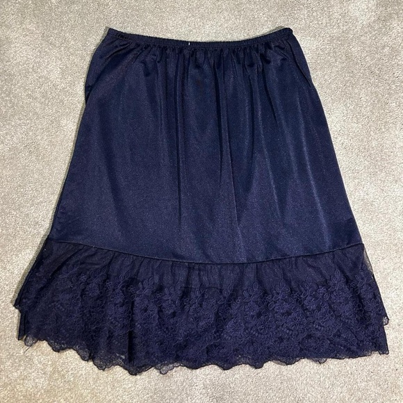 Altar'd State Navy A-Line Skirt with Lace Hem - Picture 6 of 7